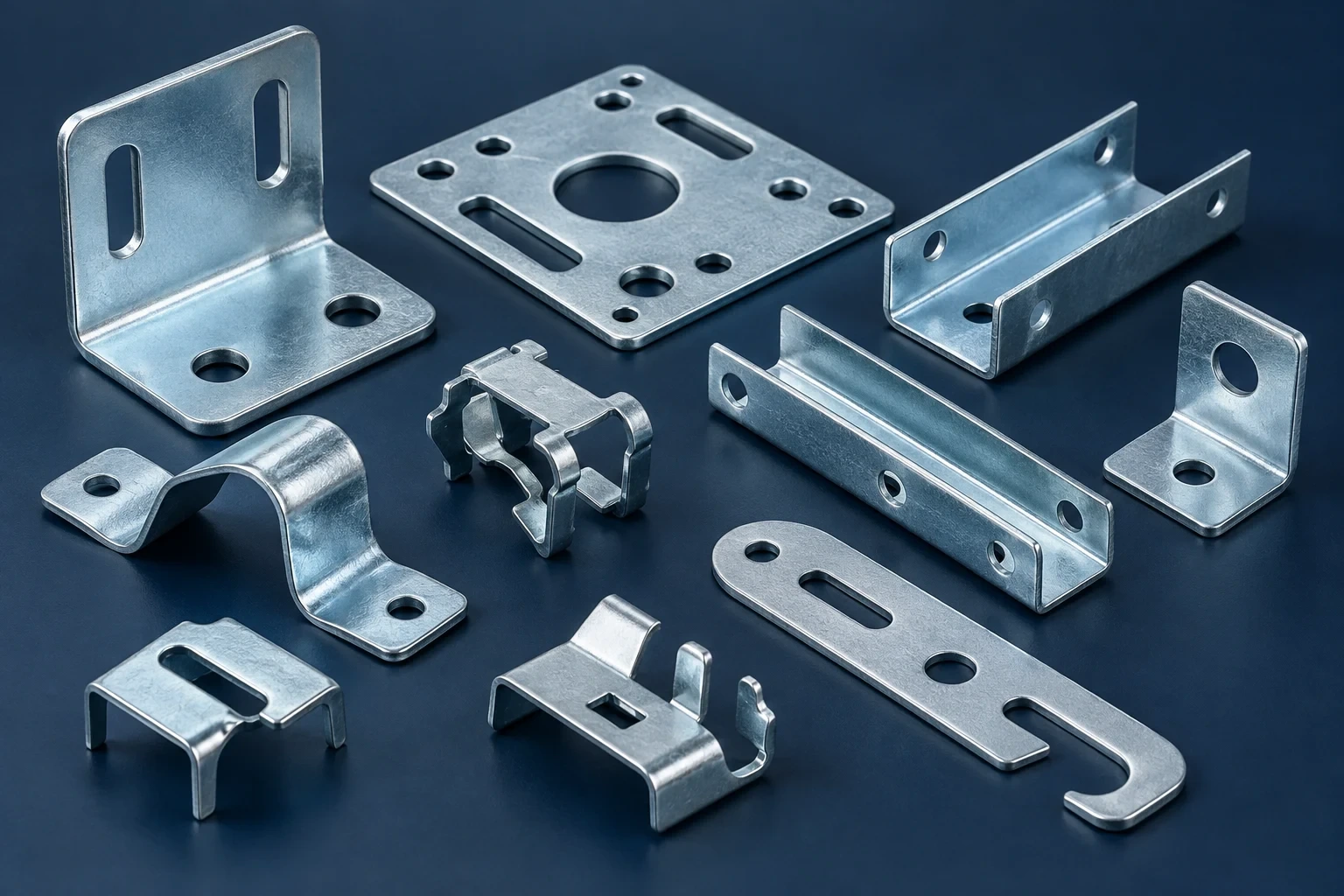 Soportes, placas y clips de acero con una cobertura uniforme de zinc electrolítico